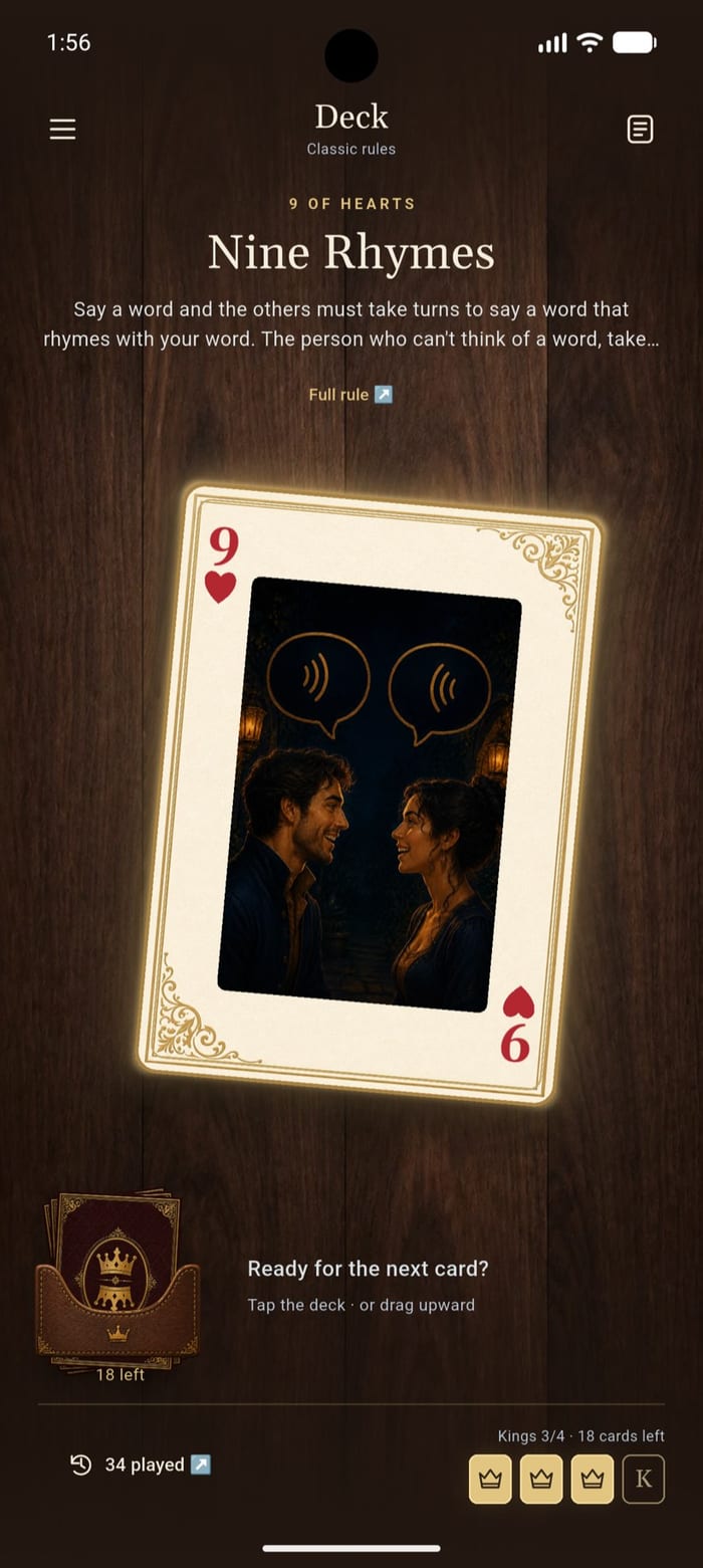 Nine Rhymes illustrated card from the Classic rules
